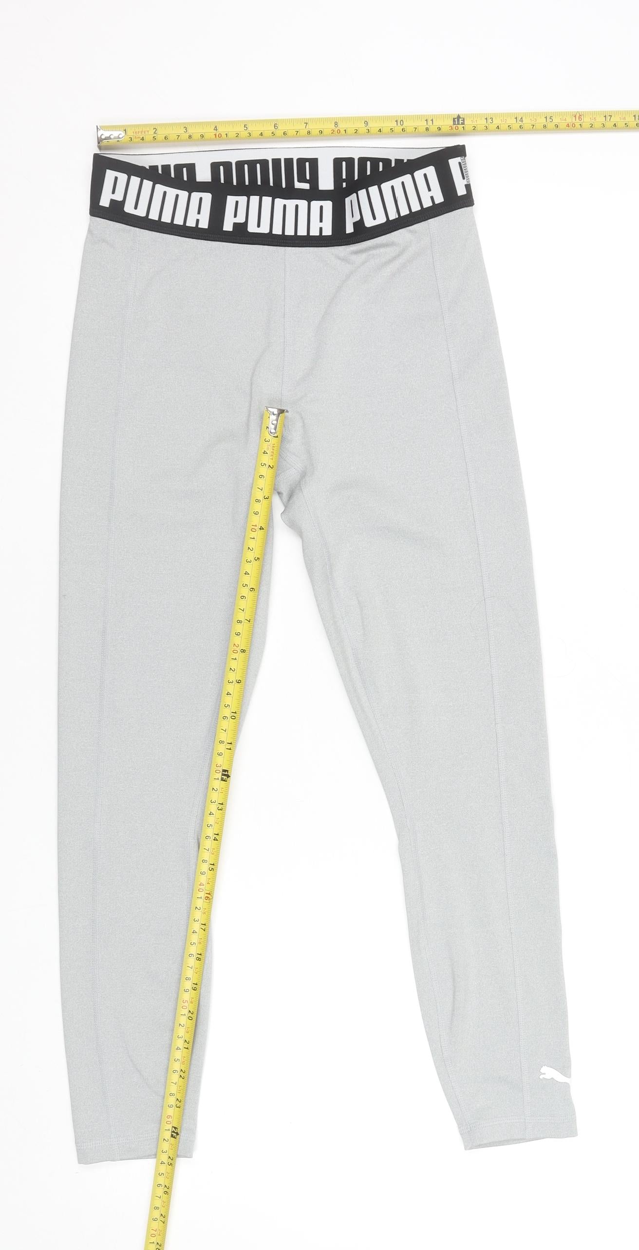 Puma Womens Grey Small Elastic Waist Gym Leggings