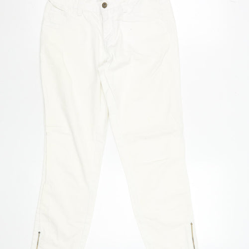 Vila Women White Slim Ankle Zip Jeans Size M