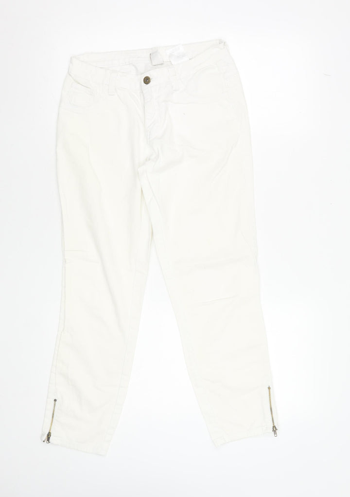 Vila Women White Slim Ankle Zip Jeans Size M