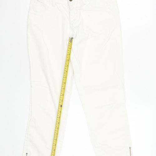 Vila Women White Slim Ankle Zip Jeans Size M