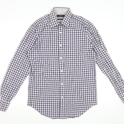 Jeff Banks Men’s Purple Check Tailored Fit Cotton Dress Shirt 15.5in