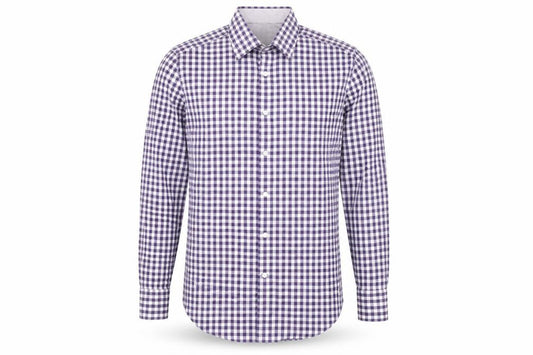 Jeff Banks Men’s Purple Check Tailored Fit Cotton Dress Shirt 15.5in