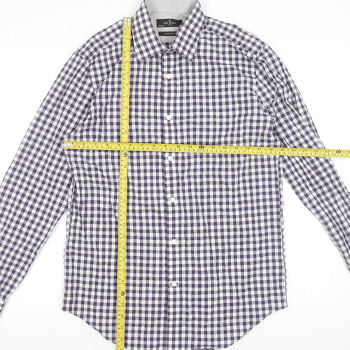 Jeff Banks Men’s Purple Check Tailored Fit Cotton Dress Shirt 15.5in