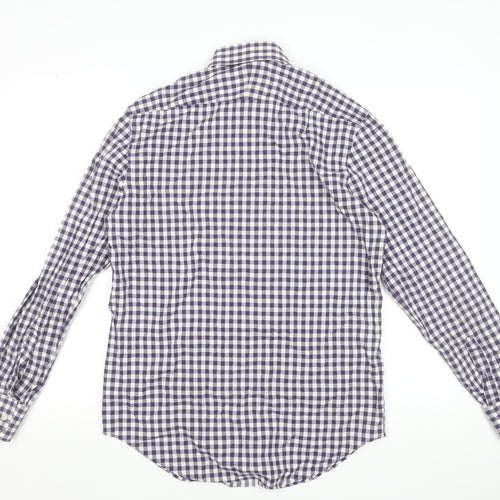 Jeff Banks Men’s Purple Check Tailored Fit Cotton Dress Shirt 15.5in