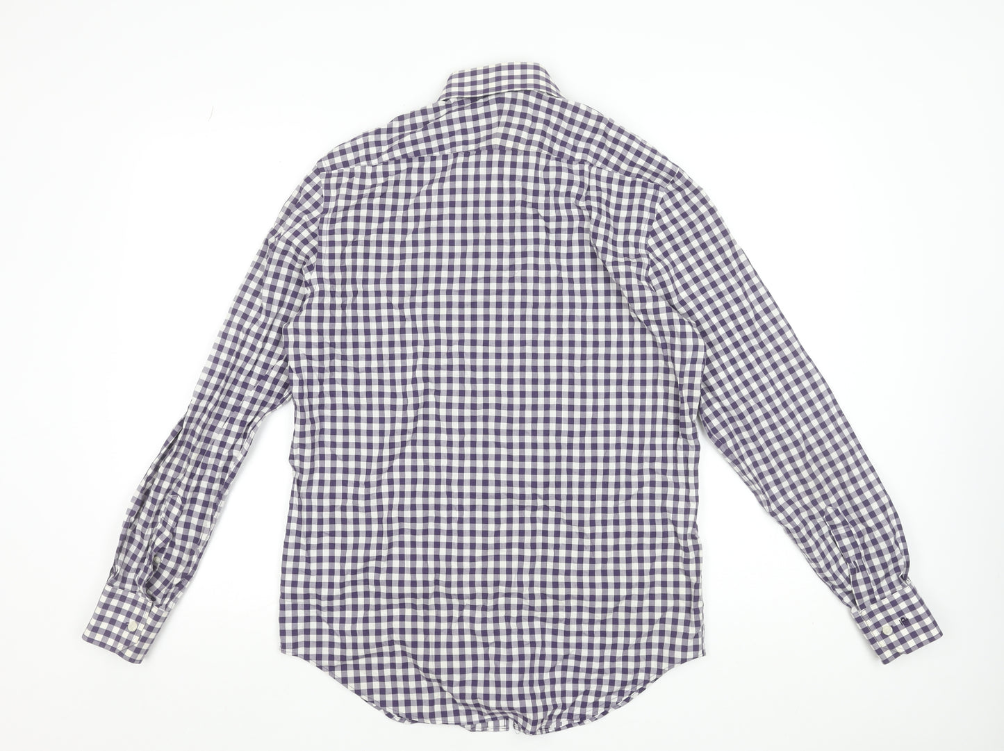 Jeff Banks Men’s Purple Check Tailored Fit Cotton Dress Shirt 15.5in