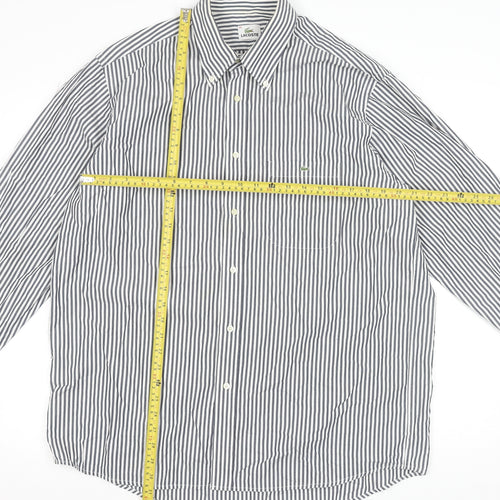Lacoste Men's Blue Striped Button-Down Cotton Formal Shirt XL