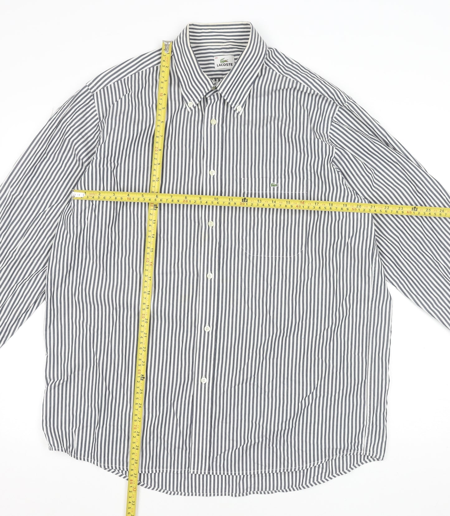 Lacoste Men's Blue Striped Button-Down Cotton Formal Shirt XL