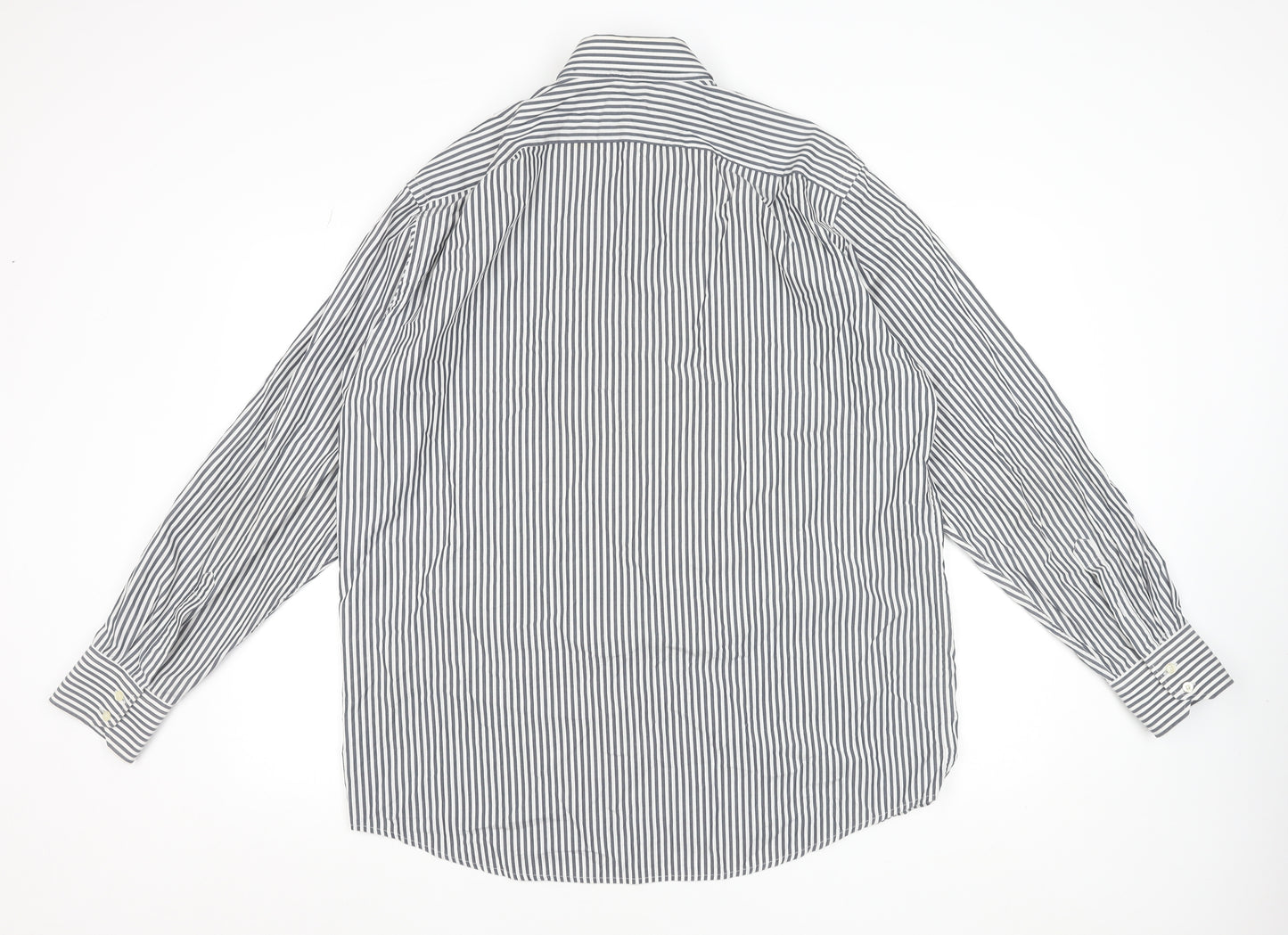 Lacoste Men's Blue Striped Button-Down Cotton Formal Shirt XL