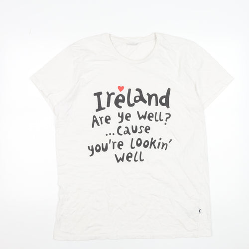 Designed Within Denmark Women's White Funny Ireland T-Shirt L