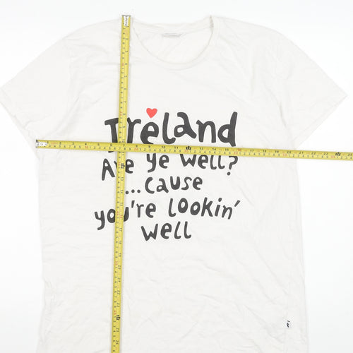 Designed Within Denmark Women's White Funny Ireland T-Shirt L