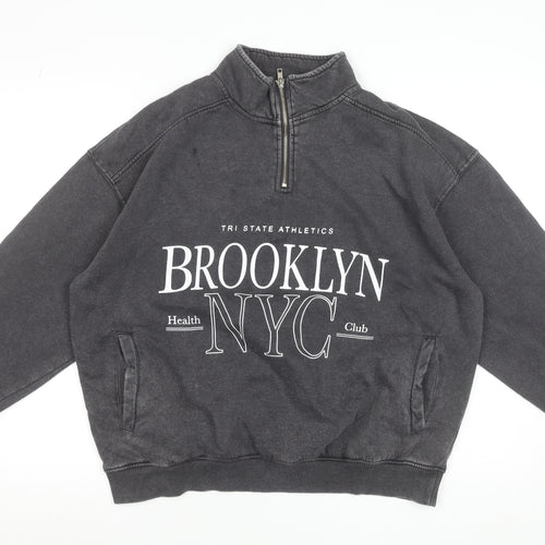 Dunnes Women’s Charcoal 1/4 Zip Brooklyn NYC Sweatshirt Size M