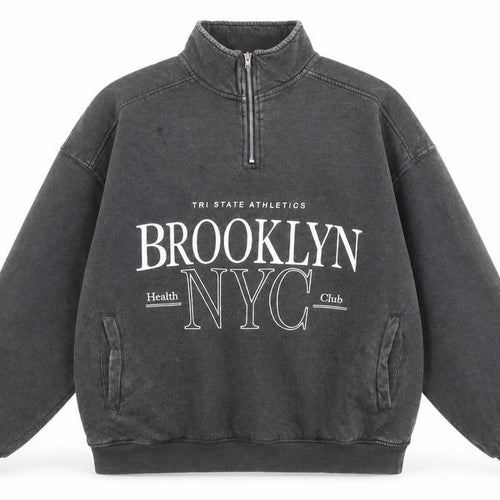 Dunnes Women’s Charcoal 1/4 Zip Brooklyn NYC Sweatshirt Size M