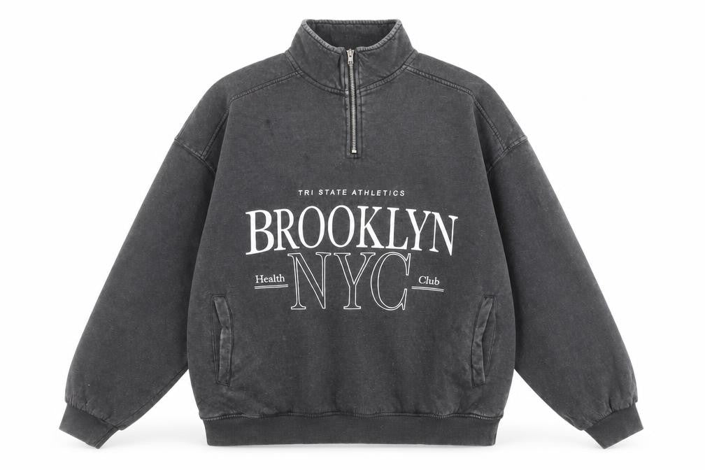 Dunnes Women’s Charcoal 1/4 Zip Brooklyn NYC Sweatshirt Size M