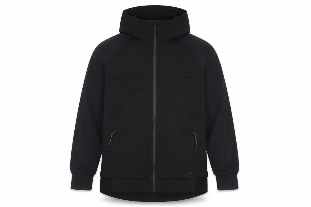 Front view of Dunnes Men's Black Hooded Softshell Jacket, size M, 40in
