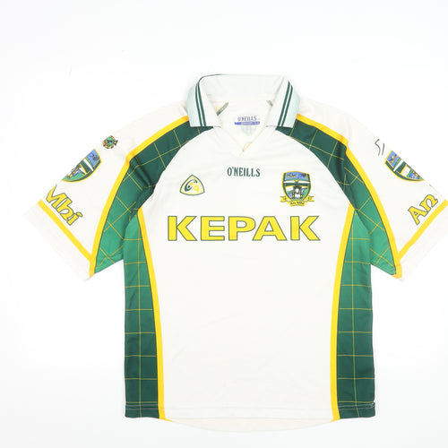 O'Neills Boys White Green Football Jersey 13-14 Years Collared Sports Top