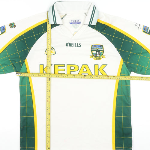 O'Neills Boys White Green Football Jersey 13-14 Years Collared Sports Top