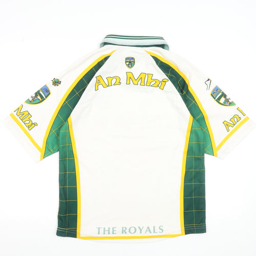 O'Neills Boys White Green Football Jersey 13-14 Years Collared Sports Top