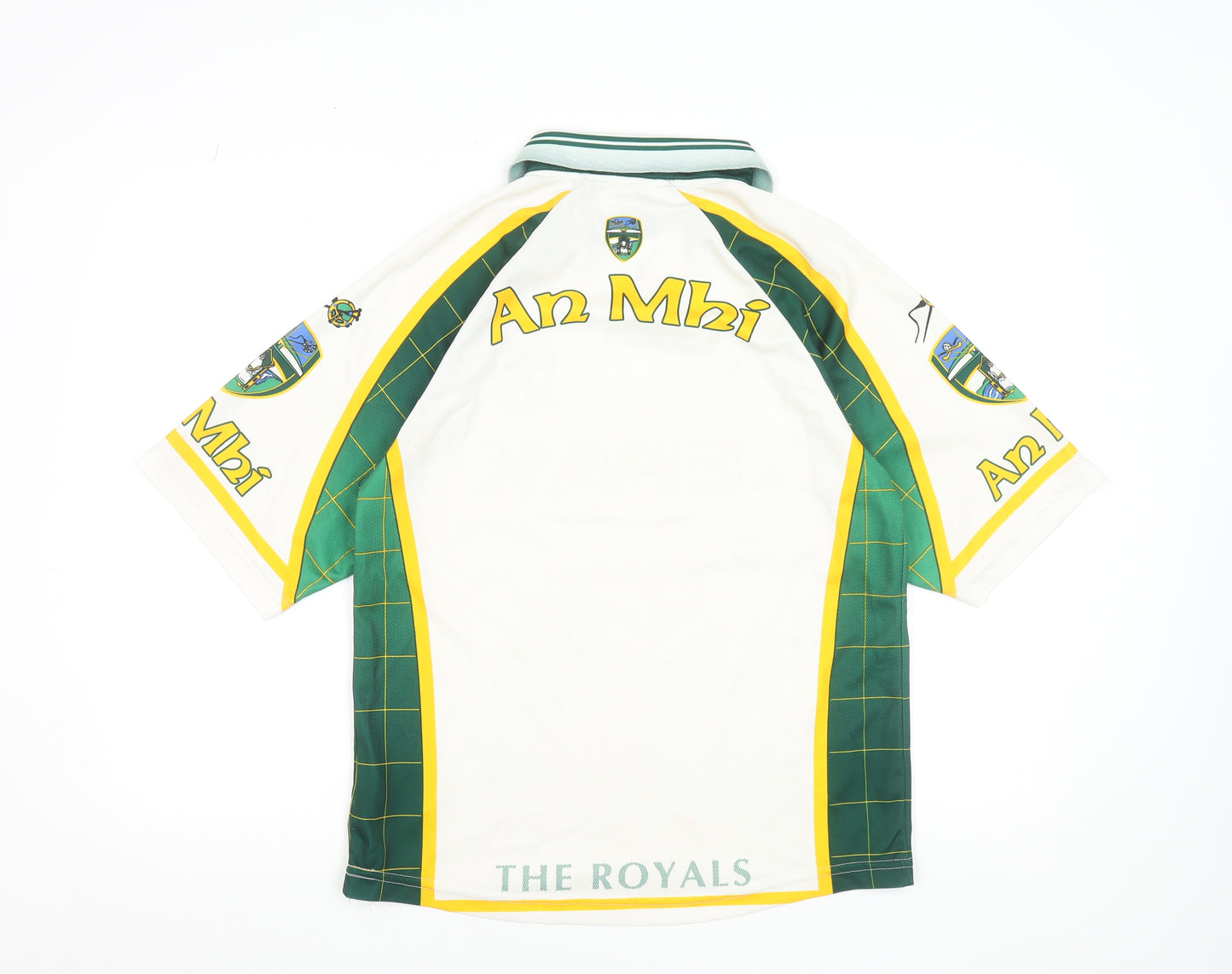 O'Neills Boys White Green Football Jersey 13-14 Years Collared Sports Top