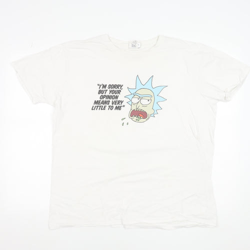 Rick and Morty Men's White XL Graphic Cotton T-Shirt