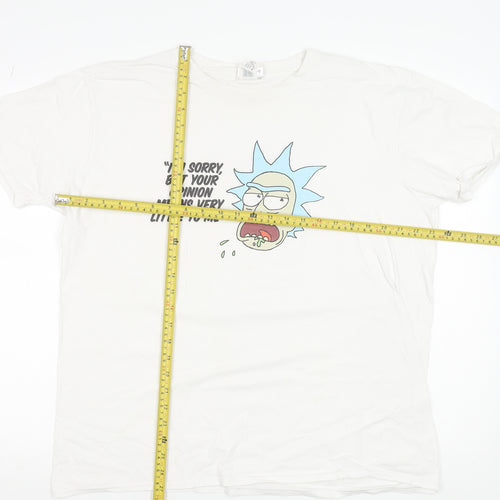 Rick and Morty Men's White XL Graphic Cotton T-Shirt