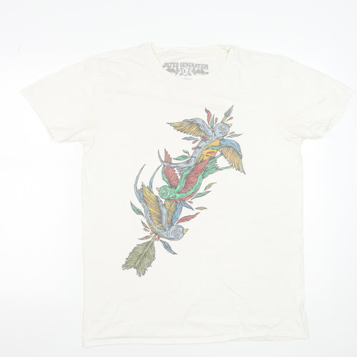 Jilted Generation Men's White Cotton Graphic Bird Art T-Shirt L