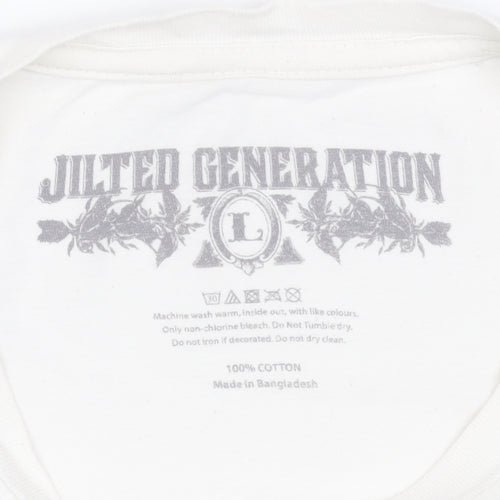 Jilted Generation Men's White Cotton Graphic Bird Art T-Shirt L