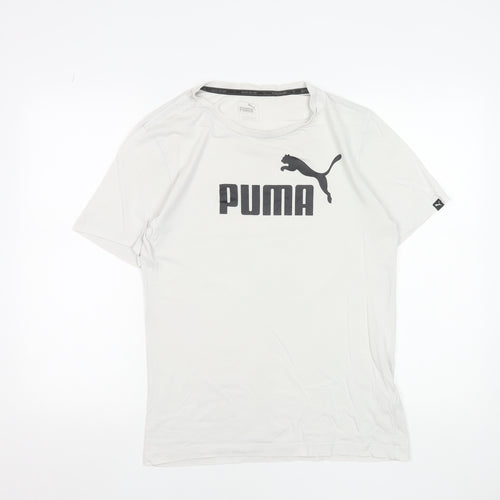 Puma Men's White Short Sleeve Sports Crew Neck T-Shirt Size S