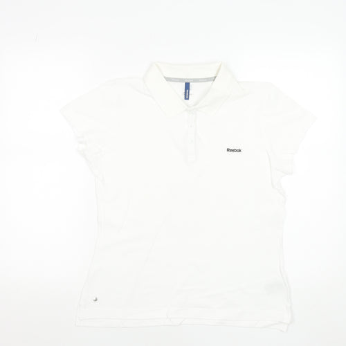 Reebok Women's White Polo Shirt Size 14 Short Sleeve Cotton