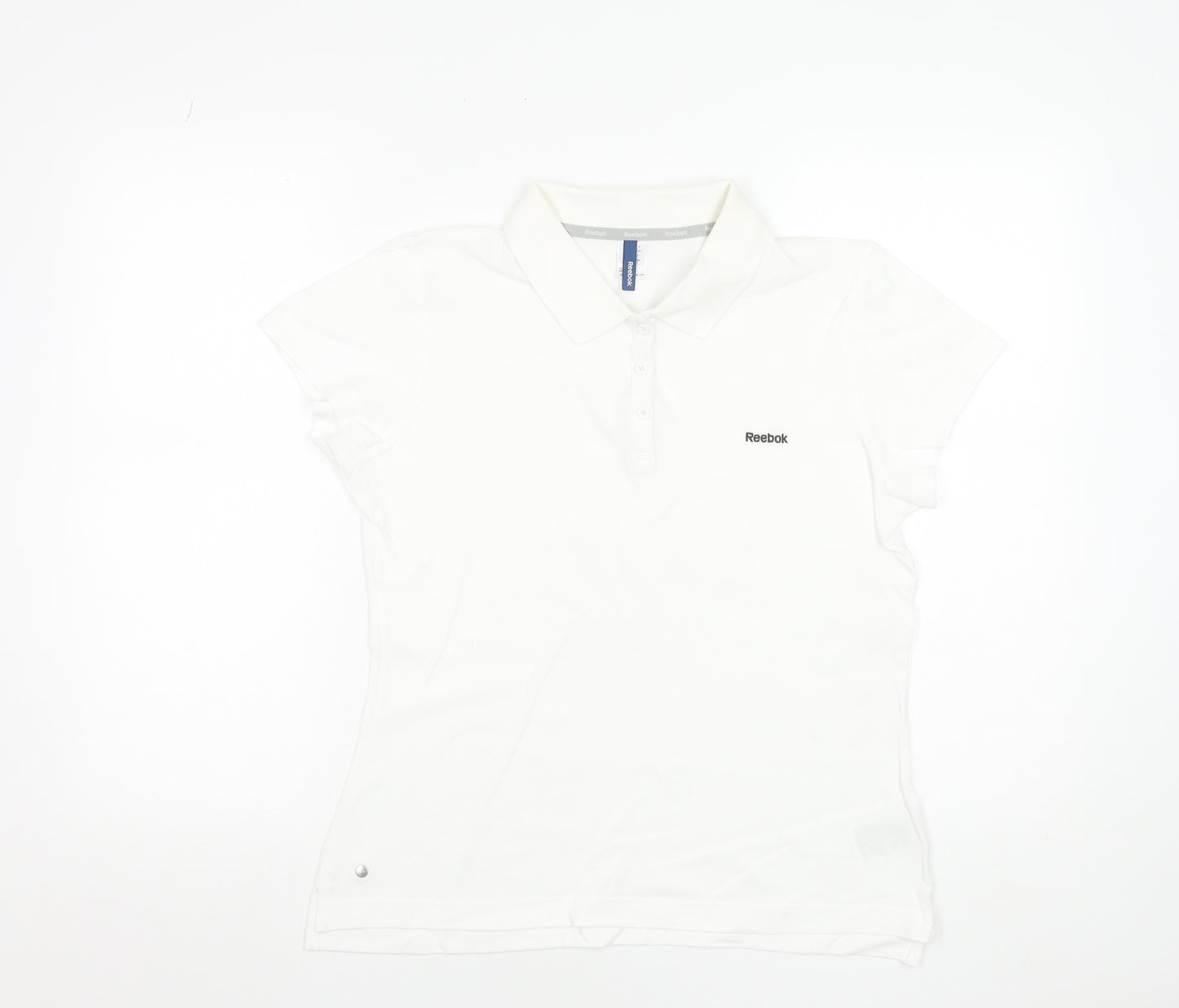 Reebok Women's White Polo Shirt Size 14 Short Sleeve Cotton
