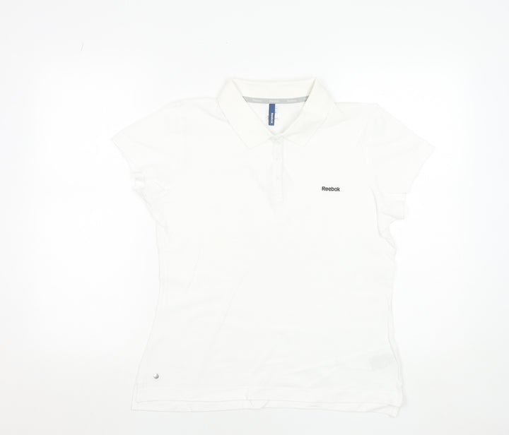 Reebok Women's White Polo Shirt Size 14 Short Sleeve Cotton