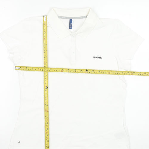 Reebok Women's White Polo Shirt Size 14 Short Sleeve Cotton