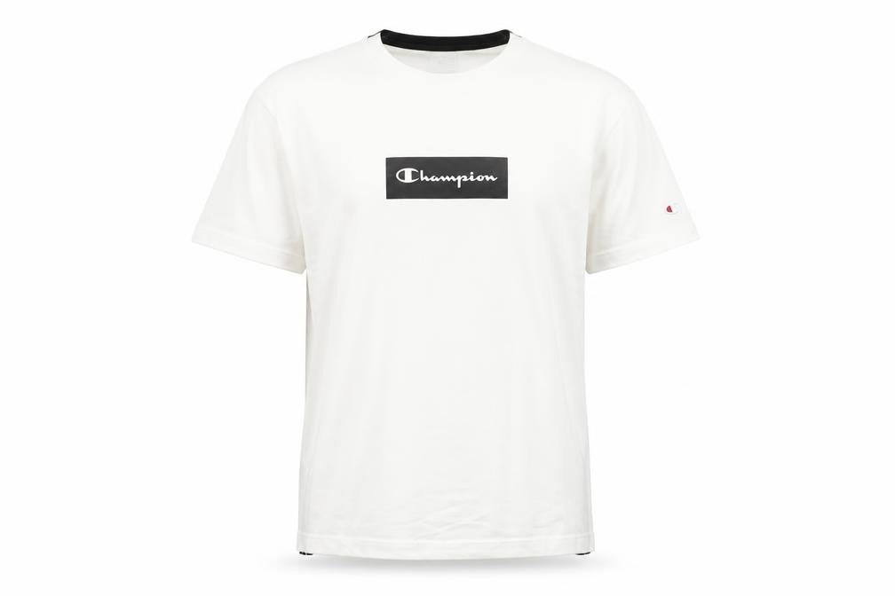 Champion Men's White Small Logo Graphic Short Sleeve T-Shirt