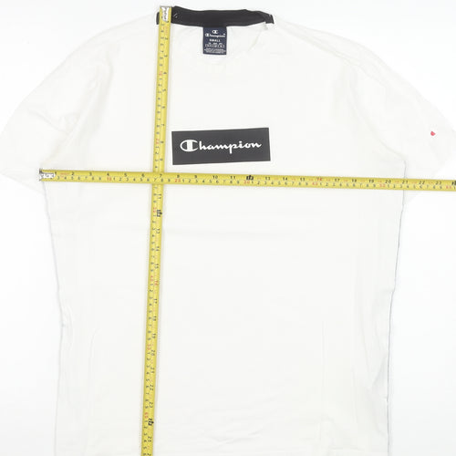 Champion Men's White Small Logo Graphic Short Sleeve T-Shirt