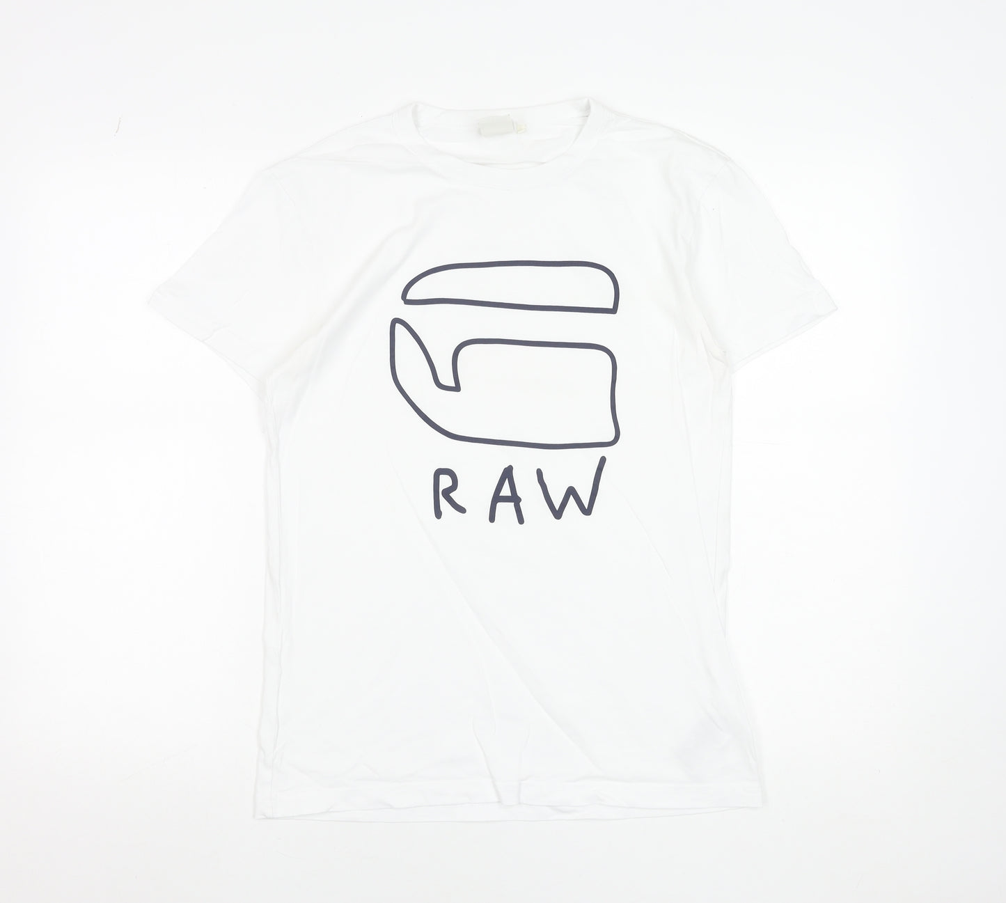 G-Star RAW Men's White Cotton Graphic Logo T-Shirt Size S
