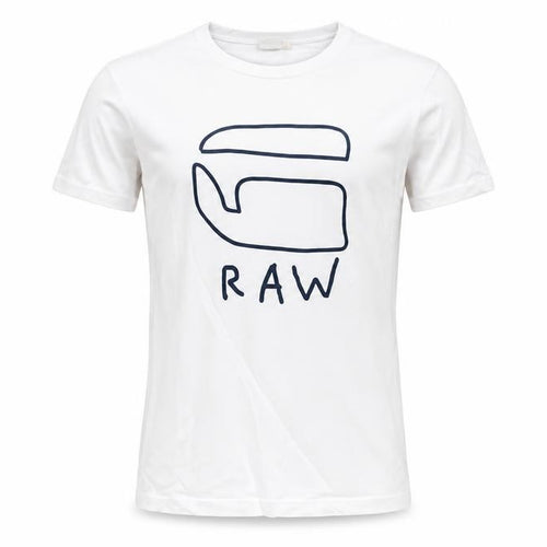 G-Star RAW Men's White Cotton Graphic Logo T-Shirt Size S