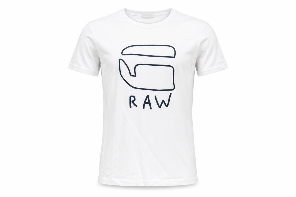 G-Star RAW Men's White Cotton Graphic Logo T-Shirt Size S