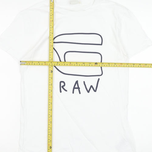 G-Star RAW Men's White Cotton Graphic Logo T-Shirt Size S