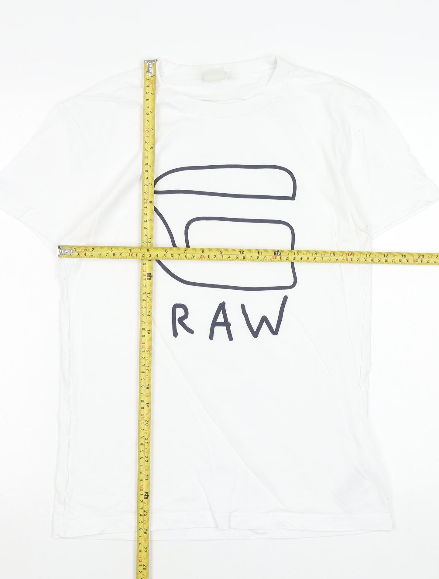 G-Star RAW Men's White Cotton Graphic Logo T-Shirt Size S