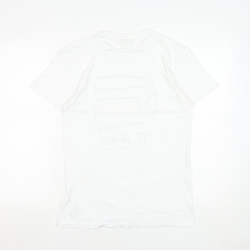 G-Star RAW Men's White Cotton Graphic Logo T-Shirt Size S