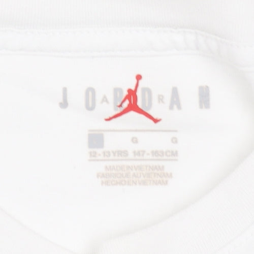 Jordan Teens White Cotton Crew Neck Short Sleeve Sports T-Shirt 12 Plus