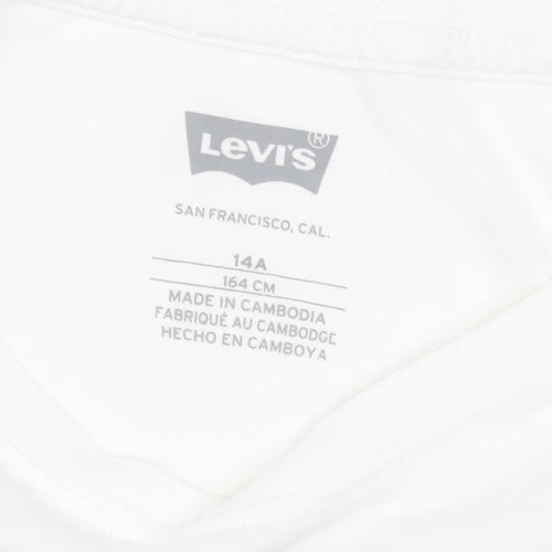 Levi's Boys White Graphic Logo Cotton T-Shirt 14 Years 164cm