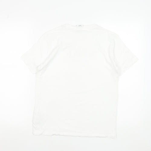 Nike Girls White Pink Graphic Logo T-Shirt Size L 146-156cm Cotton