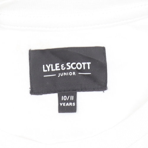 Lyle & Scott Boys White 10-11 Years Cotton Crew Neck Logo T-Shirt
