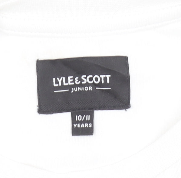 Lyle & Scott Boys White 10-11 Years Cotton Crew Neck Logo T-Shirt