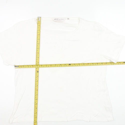 EWM Women’s White Cotton Short Sleeve Embroidered T-Shirt Size 18-20