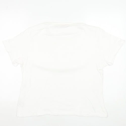 EWM Women’s White Cotton Short Sleeve Embroidered T-Shirt Size 18-20