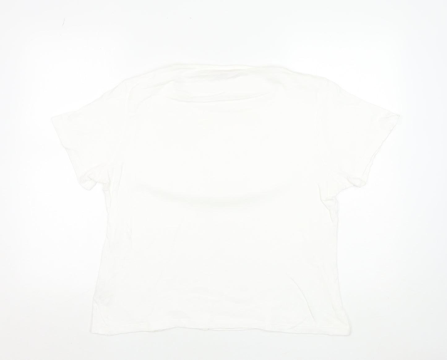 EWM Women’s White Cotton Short Sleeve Embroidered T-Shirt Size 18-20