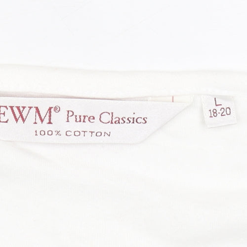 EWM Women’s White Cotton Short Sleeve Embroidered T-Shirt Size 18-20