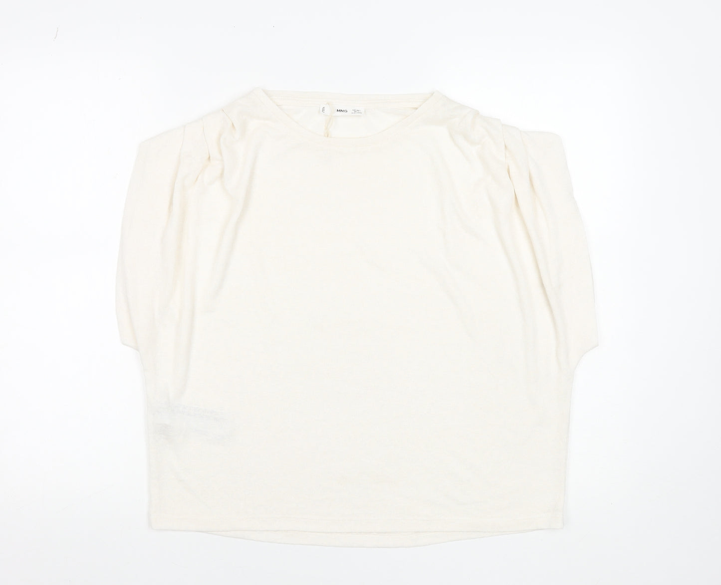 MNG Women's Ivory Puff Sleeve Viscose T-Shirt Size 14
