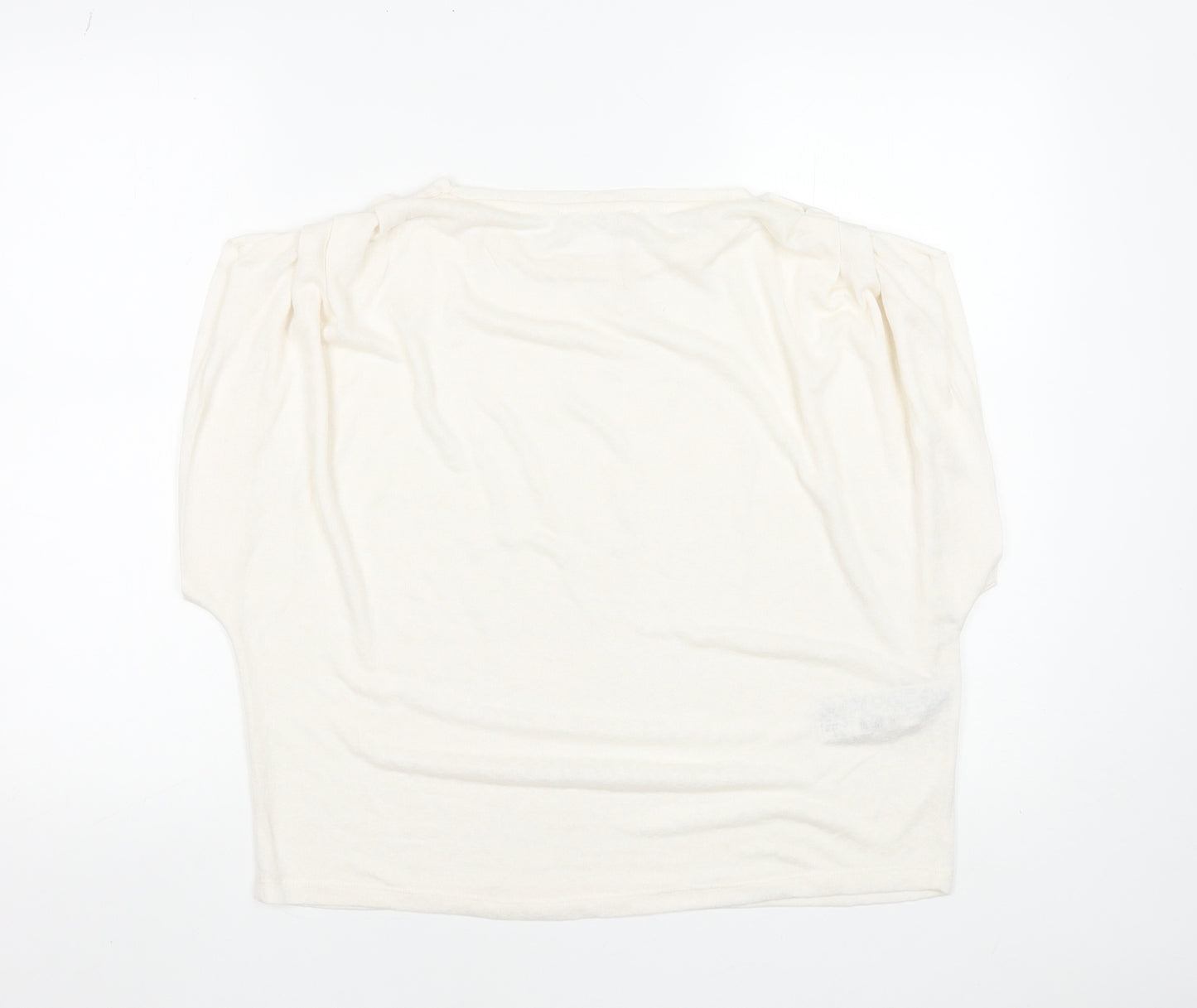 MNG Women's Ivory Puff Sleeve Viscose T-Shirt Size 14